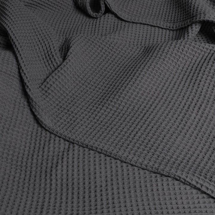 DreamZ Throw Blanket Cotton Waffle Blankets Grey Double.
