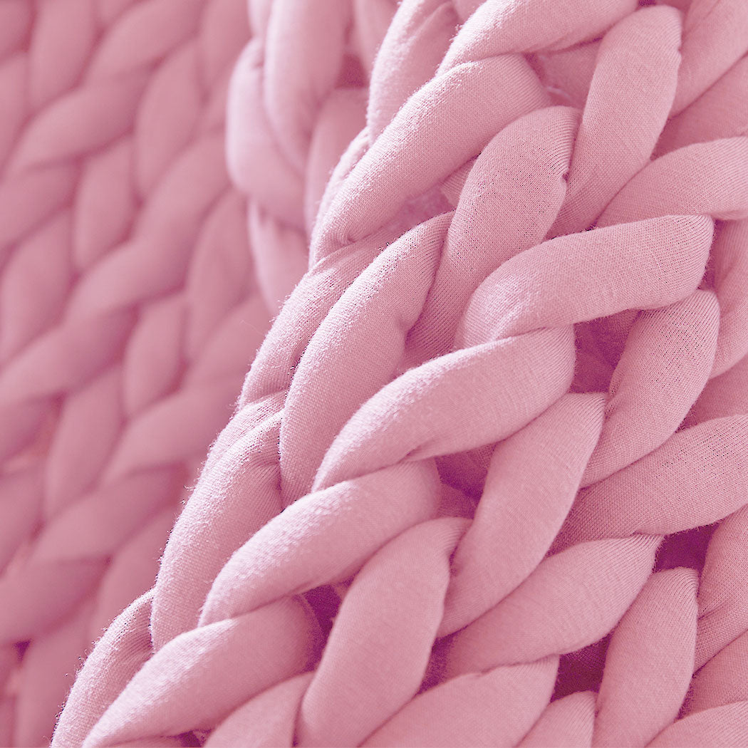 Dreamz Knitted Weighted Blanket Chunky Pink Double 7KG.