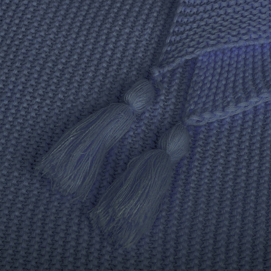 DreamZ Knitting Throw Blanket Cushion Navy.