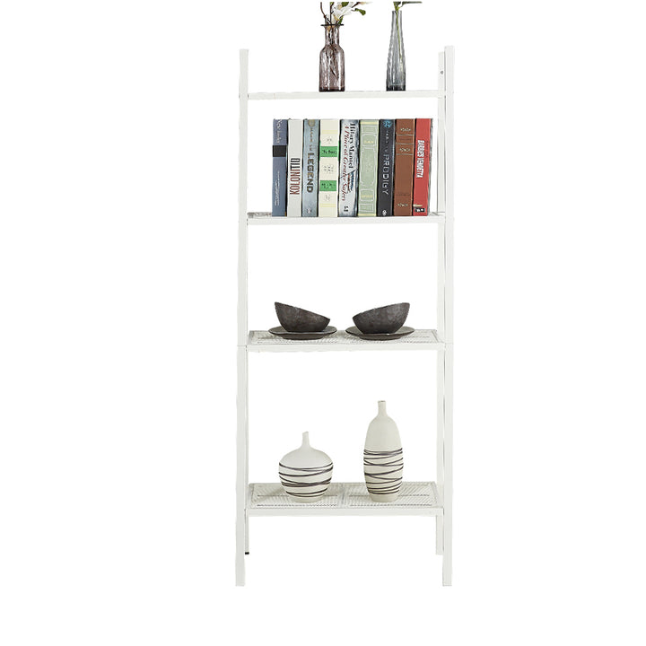 Bookshelf 4 Tier Ladder Shelf Unit Bookcase White.