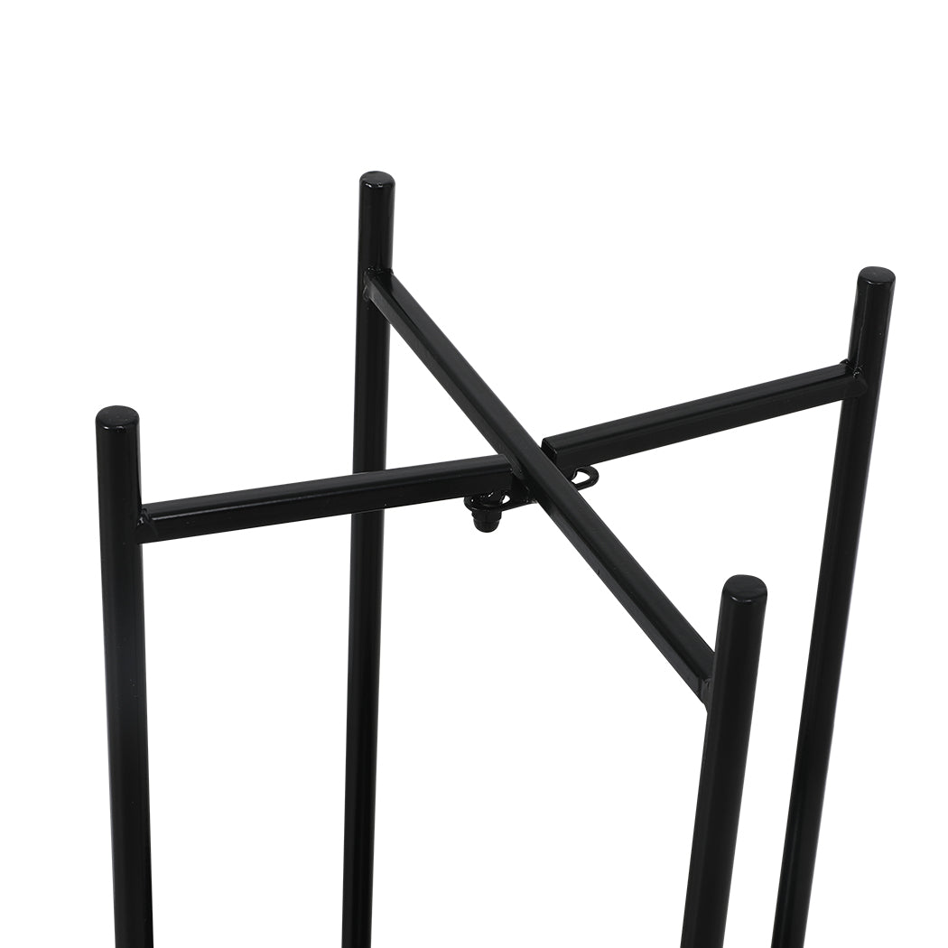 Levede 2 Tier Plant Stand Metal Flower Black Medium.