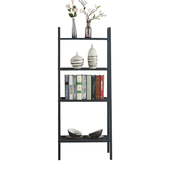 Bookshelf 4 Tier Ladder Shelf Unit Bookcase Black.