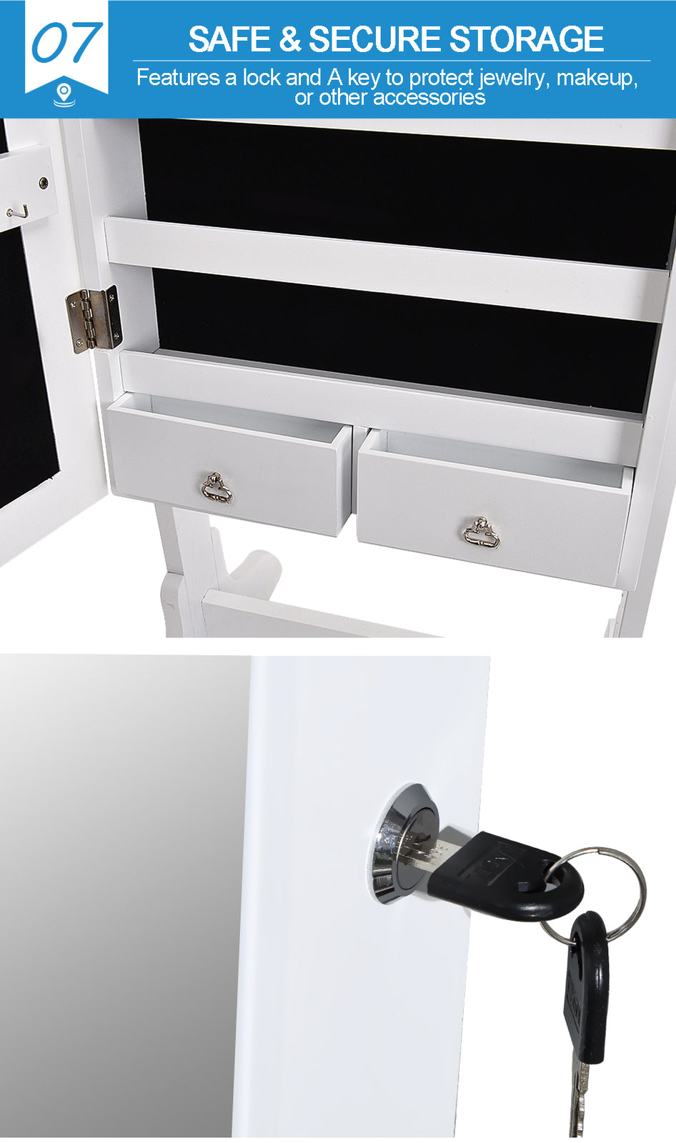 Mirror Jewellery Cabinet Storage.
