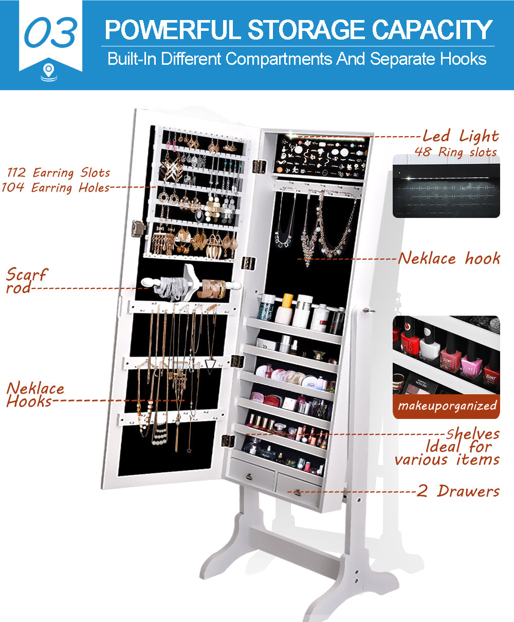 Mirror Jewellery Cabinet Storage.