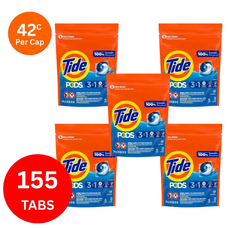 Tide 3in1 46c/Tab x 155 Clean Breeze Laundry Pods.