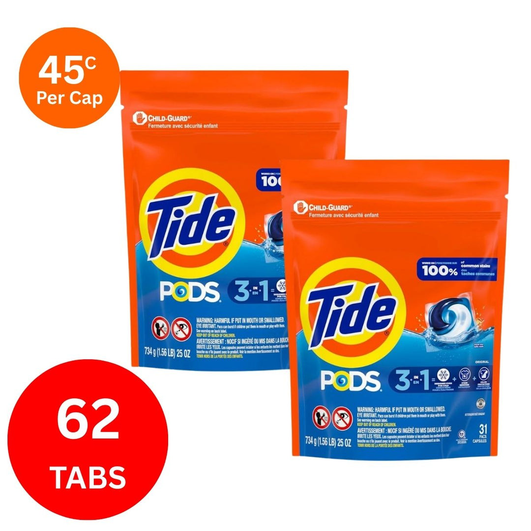 Tide 3in1 49c/Tab x 62 Clean Breeze Laundry Pods.