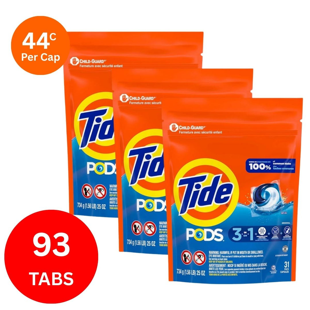Tide 3in1 48c/Tab x 93 Clean Breeze Laundry Pods.