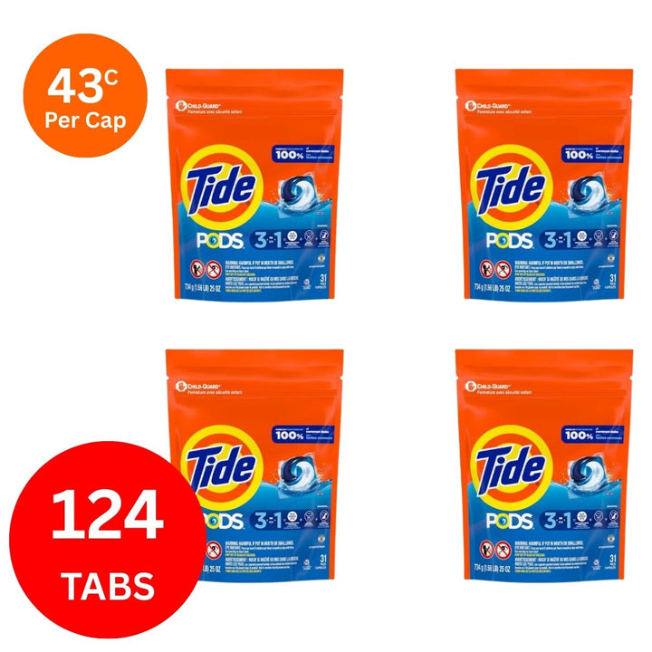 Tide 3in1 47c/Tab x 124 Clean Breeze Laundry Pods.