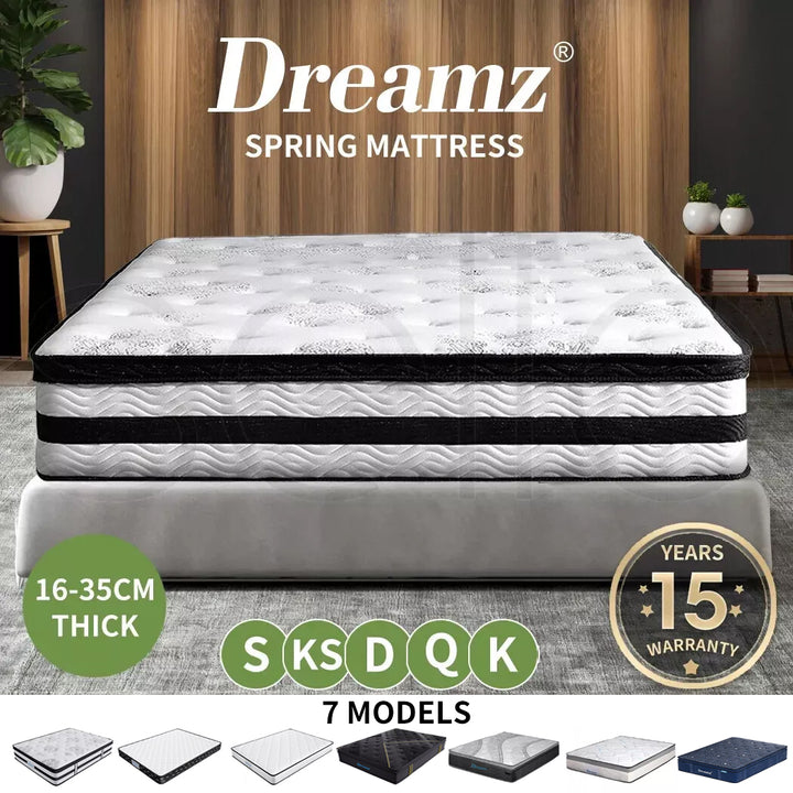Spring Mattress Bed Pocket Tight Top Foam Medium Firm King Single 20CM.