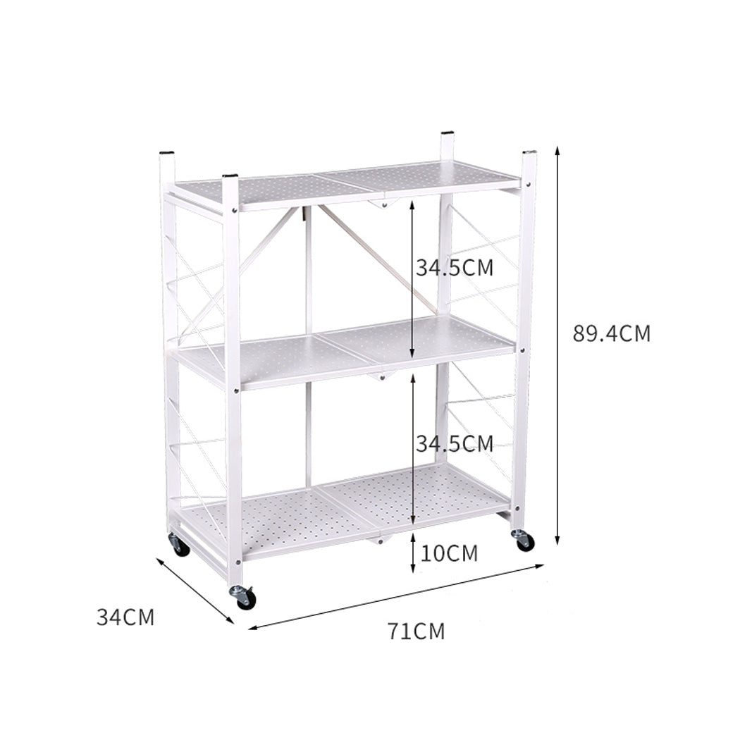 Levede Foldable Storage Shelf Display White 3 Tiers.
