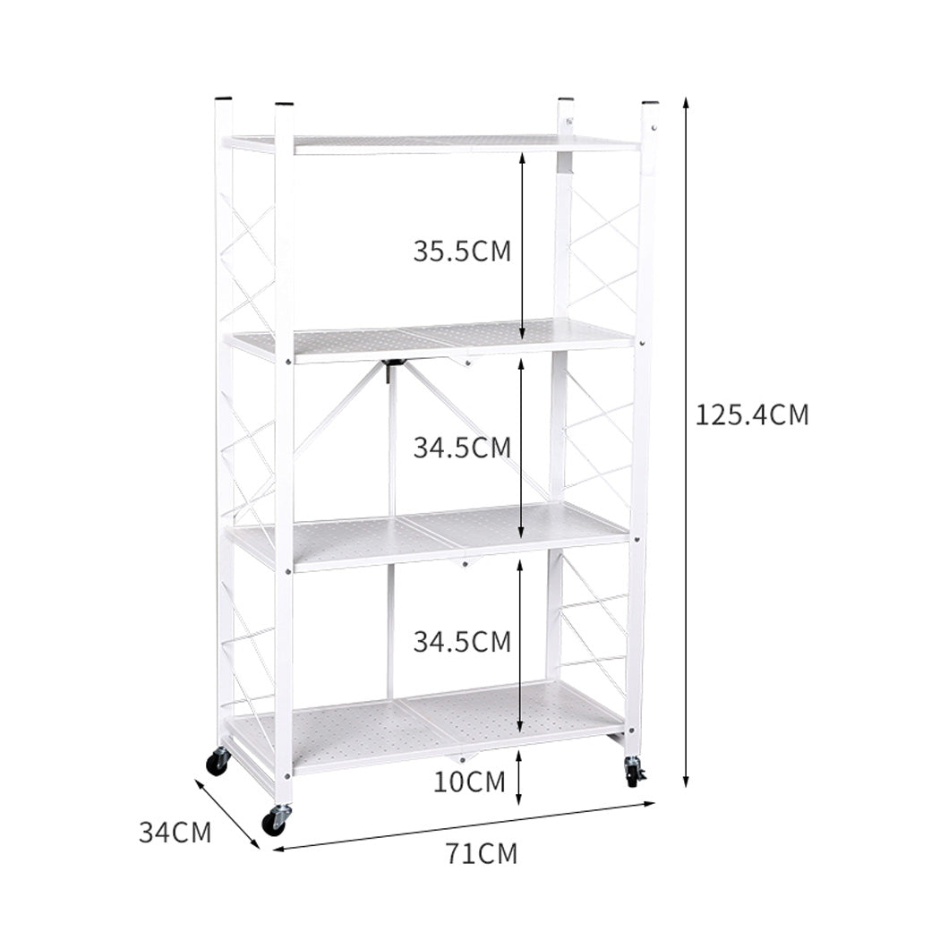 Levede Foldable Storage Shelf Display White 4 Tiers.