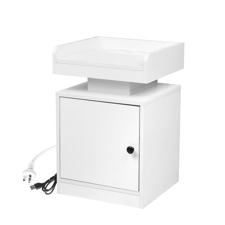 Levede Bedside Table USB Charger Outlet RGB White.