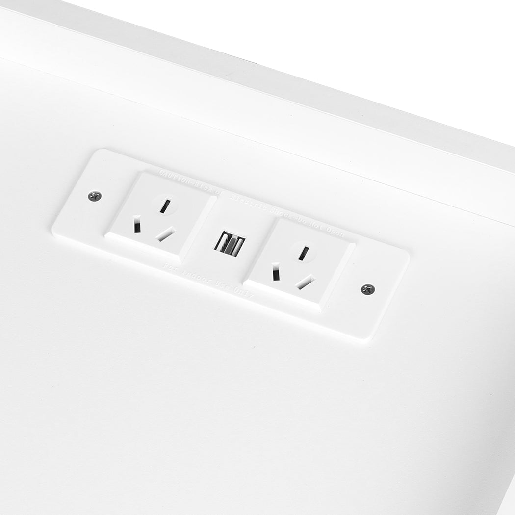 Levede Bedside Table USB Charger Outlet RGB White.