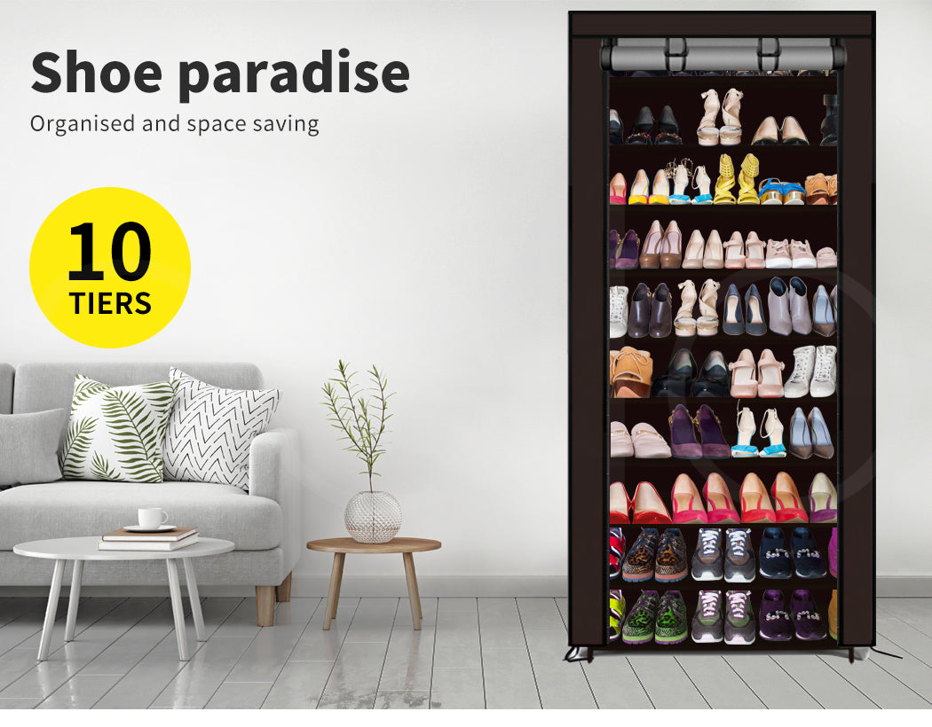 10 Tier Shoe Rack Portable Storage - 2pcs Set Options Available.