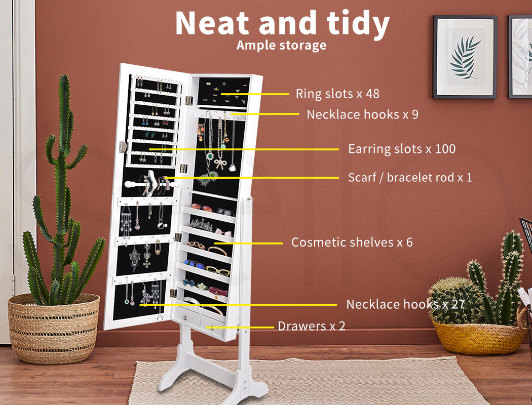 Levede Mirror Jewellery Cabinet Makeup.