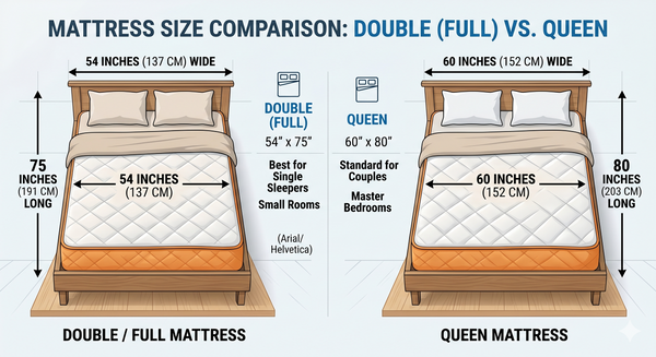 Double vs queen mattress size comparison Australia