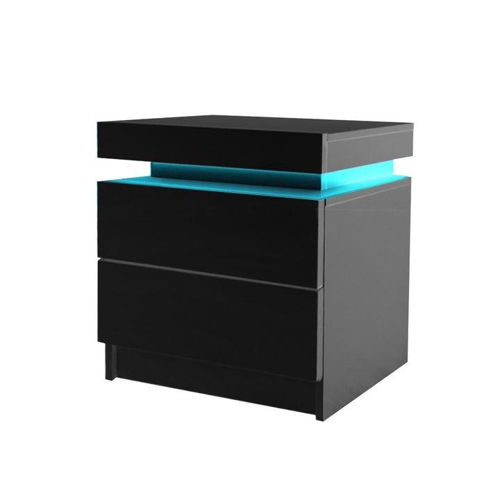 Levede Bedside Tables with RGB LED and 2 Drawers Side Table - Levede