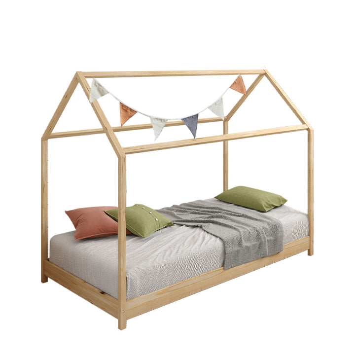 Levede Bed Frame Single Wooden Timber Natural and White - Levede