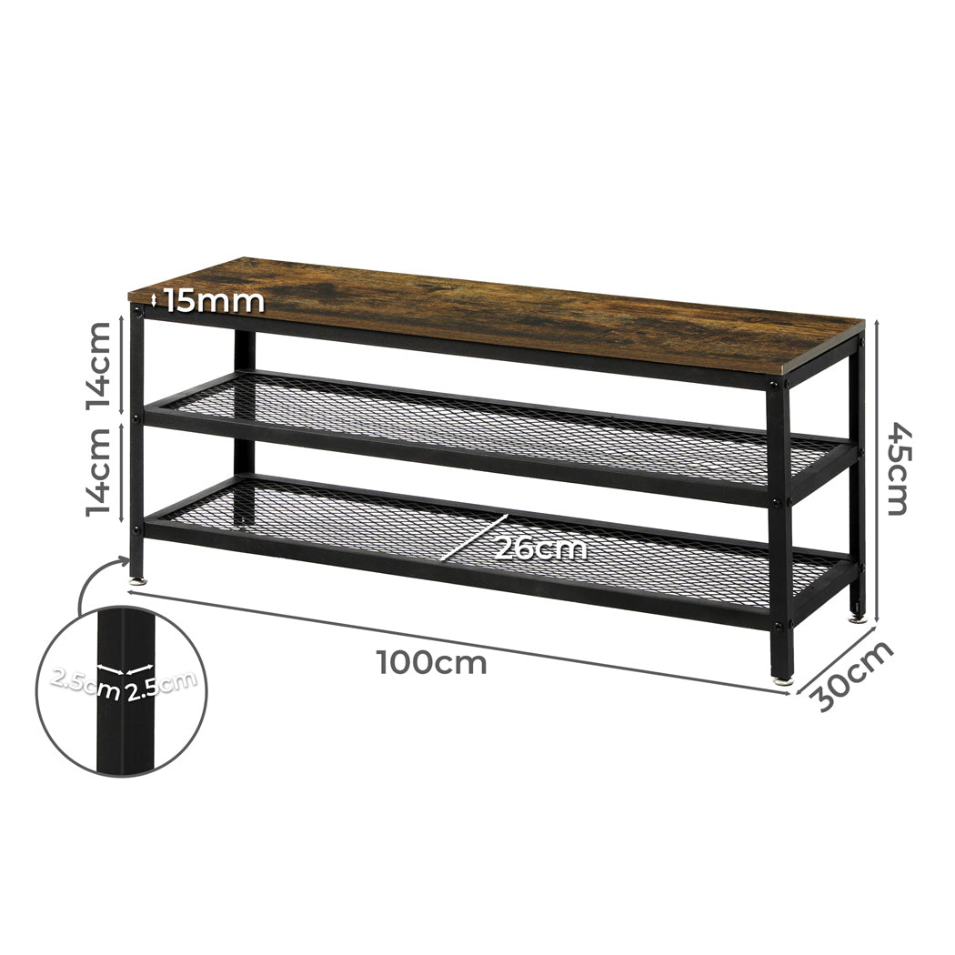3-Tier Shoe Rack Bench Storage Cabinet