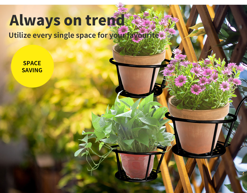 3x Plant Stand flower Holder Hanging Pot Basket Plant Garden Wall Storage