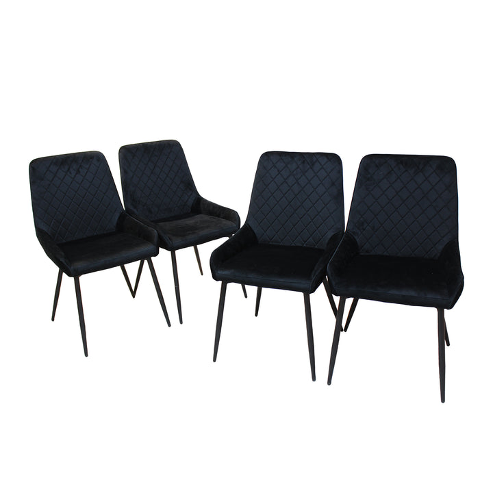 4x Dining Chairs Kitchen Chair Lounge Padded Room Seat Soft Velvet Black