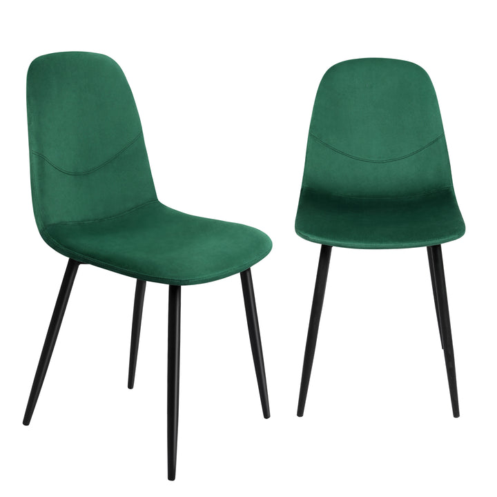 2x Dining Chairs Kitchen Eames Accent Chair Lounge Velvet Padded Green