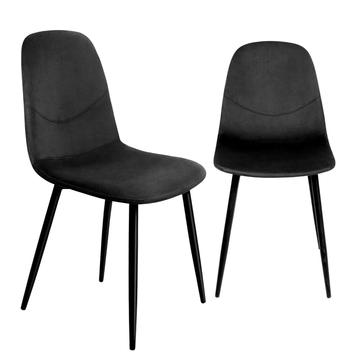 2x Dining Chairs Kitchen Eames Accent Chair Lounge Velvet Padded Black