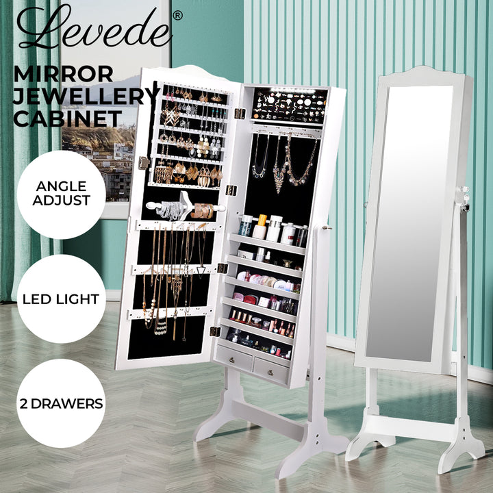 Levede Mirror Jewellery Cabinet Storage - Levede