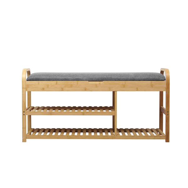 Bamboo Shoe Rack Bench Entryway Seat.