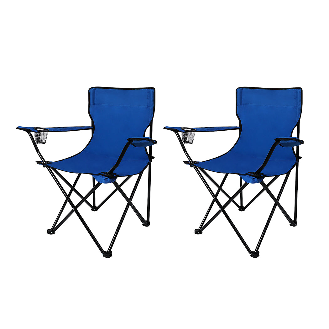 2x Levede Camping Chairs Folding Arm Portable