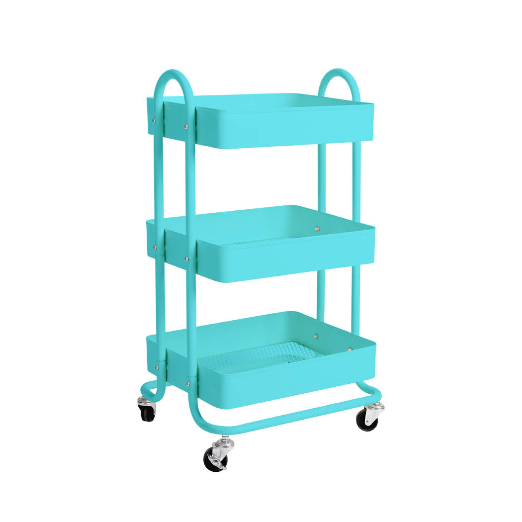 Levede 3 Tiers Kitchen Trolley Cart Turquoise.