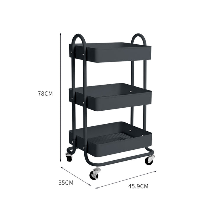 Levede 3 Tiers Kitchen Trolley Cart Grey.