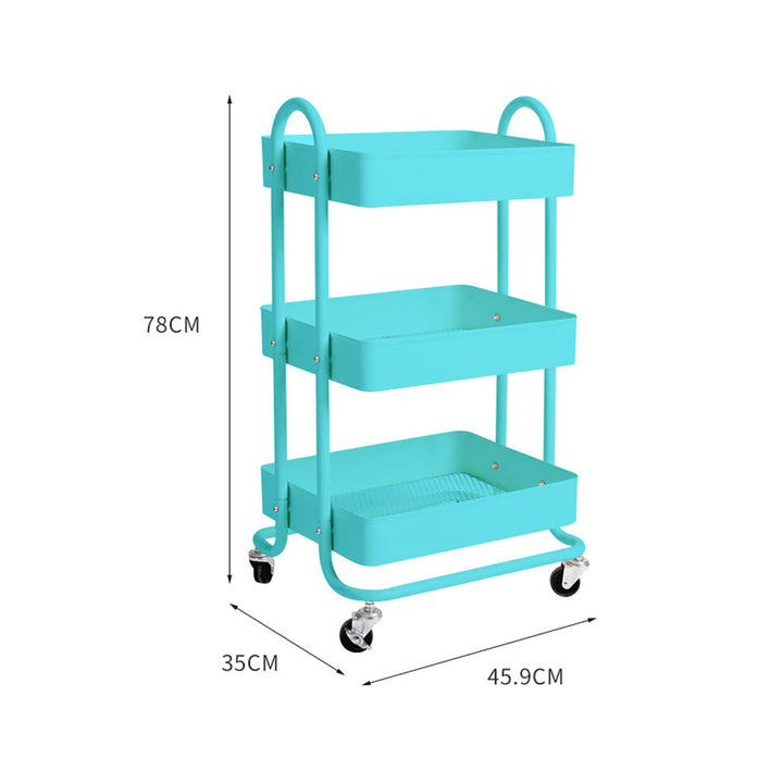 Levede 3 Tiers Kitchen Trolley Cart Turquoise.