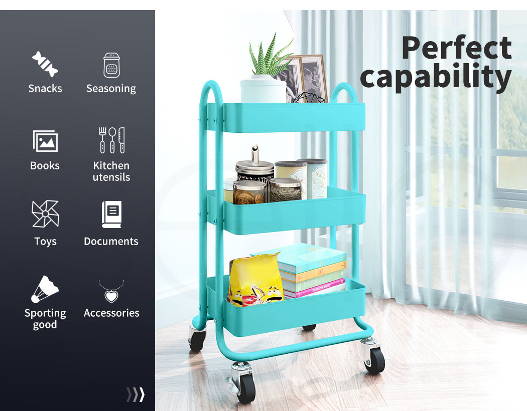 Levede 3 Tiers Kitchen Trolley Cart 