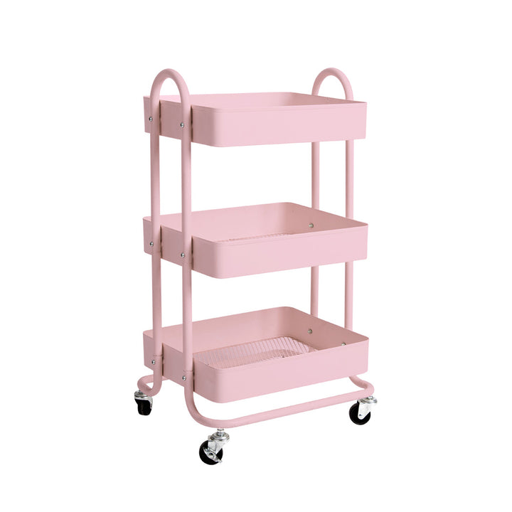 Levede 3 Tiers Kitchen Trolley Cart Pink.