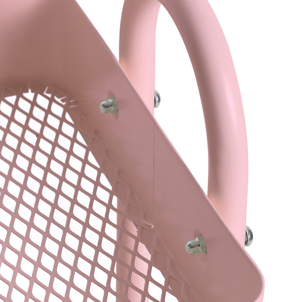 Levede 3 Tiers Kitchen Trolley Cart Pink.
