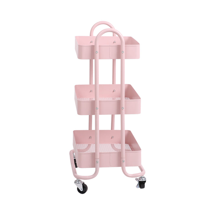 Levede 3 Tiers Kitchen Trolley Cart Pink.