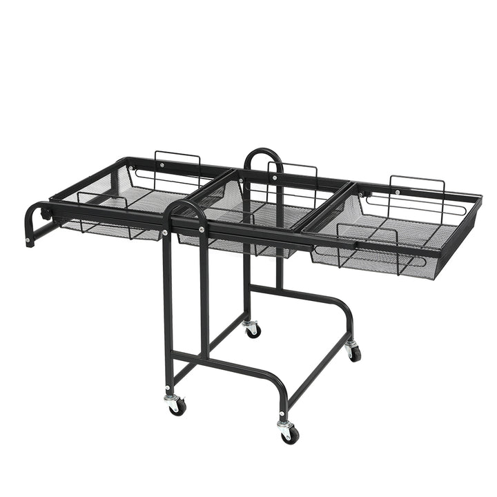 Levede 3 Tier Kitchen Trolley Cart Swivel Black Colour.