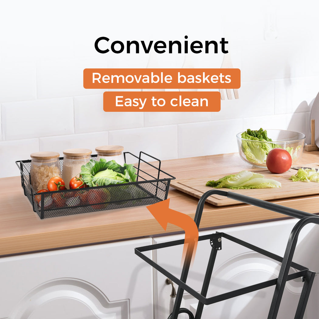 3 Tier Kitchen Trolley Cart Swivel.