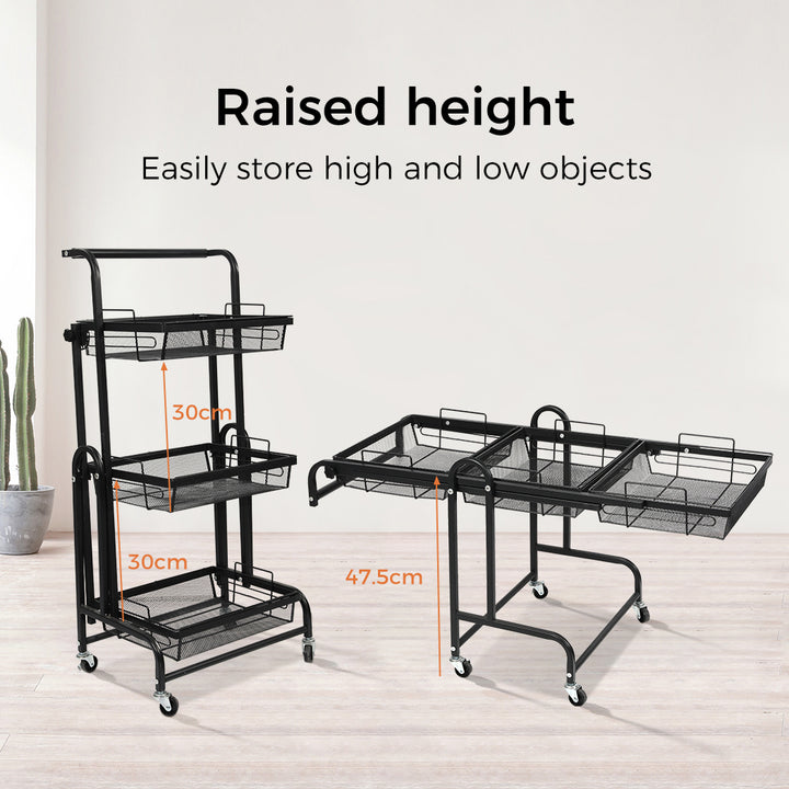 3 Tier Kitchen Trolley Cart Swivel.
