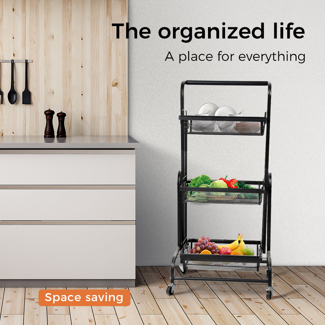 3 Tier Kitchen Trolley Cart Swivel.