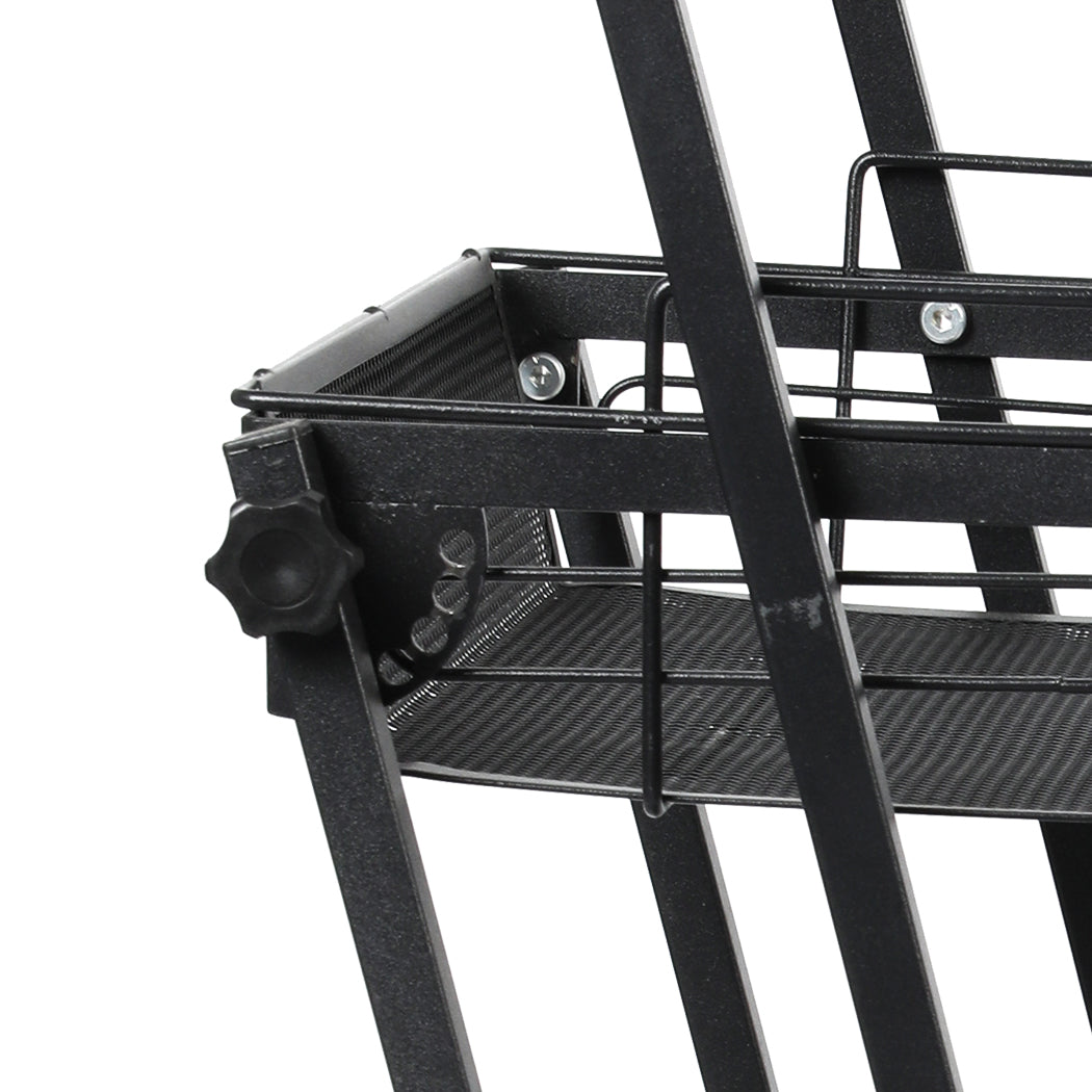 Levede 3 Tier Kitchen Trolley Cart Swivel Black Colour.
