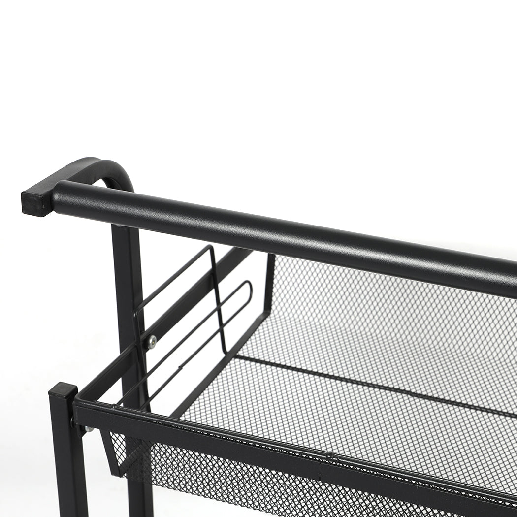 Levede 3 Tier Kitchen Trolley Cart Swivel Black Colour.