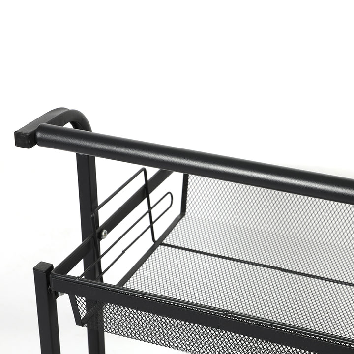 Levede 3 Tier Kitchen Trolley Cart Swivel Black Colour.