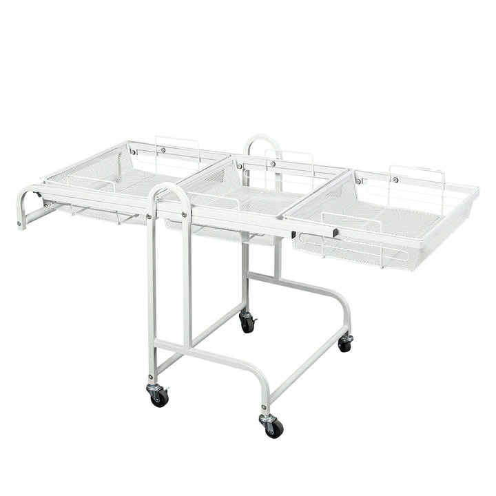 Levede 3 Tier Kitchen Trolley Cart Swivel White Colour.