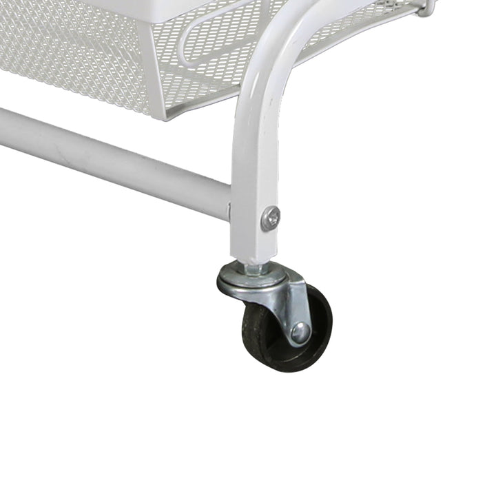Levede 3 Tier Kitchen Trolley Cart Swivel White Colour.
