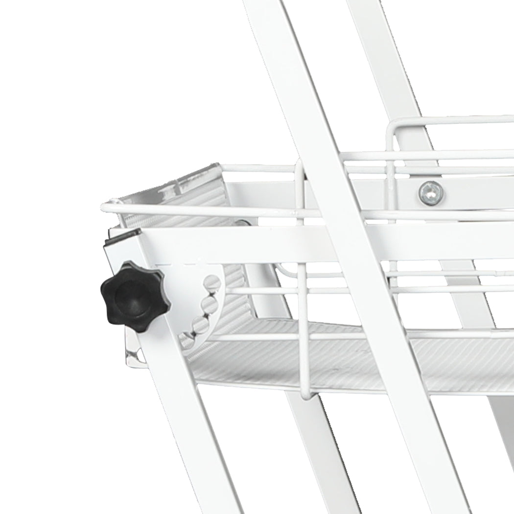 Levede 3 Tier Kitchen Trolley Cart Swivel White Colour.