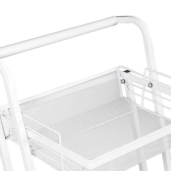 Levede 3 Tier Kitchen Trolley Cart Swivel White Colour.