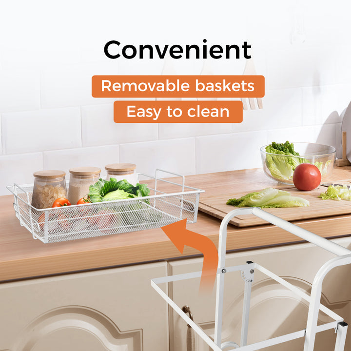 Levede 3 Tier Kitchen Trolley Cart Swivel 