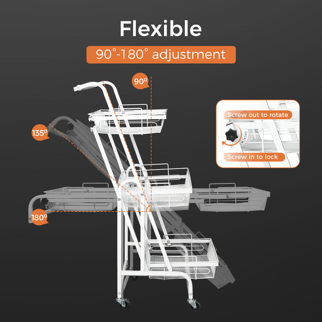 Levede 3 Tier Kitchen Trolley Cart Swivel 